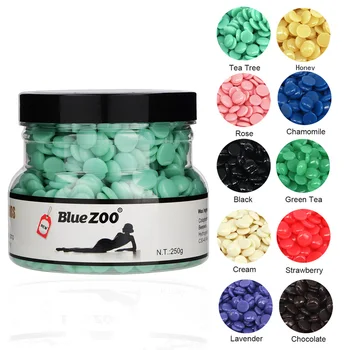 Mėlyna Zoologijos sodas, kietojo vaško pupelės 250/butelis 10 spalvų plaukų šalinimas kremas karšta depiliacijos vašku veido ir kūno vaškas pupelės BZ006