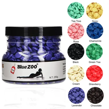 Mėlyna Zoologijos sodas, kietojo vaško pupelės 250/butelis 10 spalvų plaukų šalinimas kremas karšta depiliacijos vašku veido ir kūno vaškas pupelės BZ006