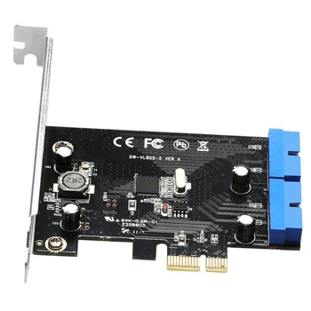 KARŠTO PCI Express 2 Port USB 3.0 Riser Card PCI-E prie Vidaus Dual 20Pin PCI Express Card Adapteris Keitiklis PC Kompiuteris