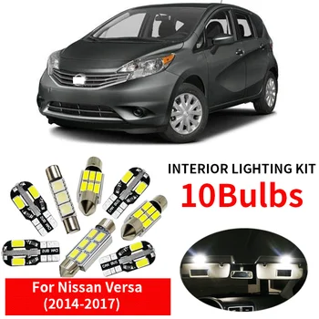 10vnt Automobilių Reikmenys Naujas Xenon WhiteLED Lemputės Paketo Komplektas-2017 Nissan Versa Žemėlapis Dome Kamieno Lempos Šviesos Plokštė