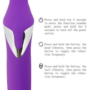 360 sukasi magic wand makšties G-taško vibratorius USB įkrovimo galingas massager dukart vadovavo masažas vibratorius