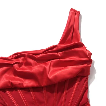 Karlofea Suknelės Moterims Šalis Seksualus Vasaros 2021 Drabužius Elegantiškas Raudonojo Satino Korsetas Midi Suknelė Naują Vestuvių Įžymybė Derliaus Skraiste
