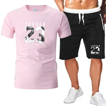 2 dalių Komplektas Vyrai Jordanija 23 Komplektus, T-marškinėliai, Šortai Vasarą Trumpi Tracksuit Vyrų Sportinis Kostiumas Bėgimo Marškinėlius Krepšinio Jersey