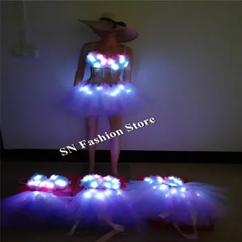 BC10-1 Sportinių šokių led šviesos kostiumai moterims dainininkas scenoje parodyti, vilki sukneles šviesos dj sijonas šalies advokatų veiklos diskoteka ktv