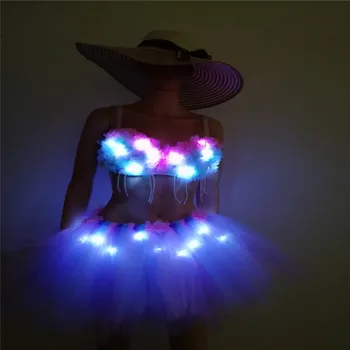 BC10-1 Sportinių šokių led šviesos kostiumai moterims dainininkas scenoje parodyti, vilki sukneles šviesos dj sijonas šalies advokatų veiklos diskoteka ktv