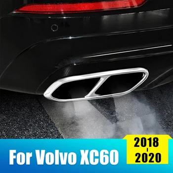 Nerūdijančio Plieno, Automobilių Galinis Išmetimo Duslintuvo galine Vamzdis Dekoratyvinis Dangtelis Apdaila Volvo XC60 2018 2019 2020 Auto Priedai