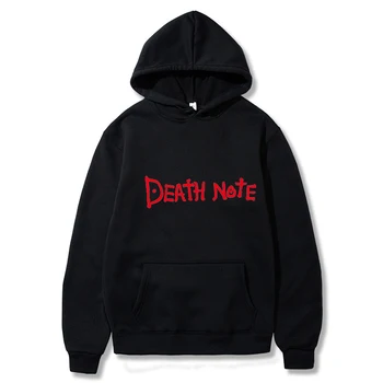 Death Note, Vientisos Spalvos Laiškas Išspausdintas Hoodies Harajuku Hip-Hop Streetwear Vyrai Moterys Anime Gobtuvu Palaidinukė Puloveris Hoodie Viršūnės