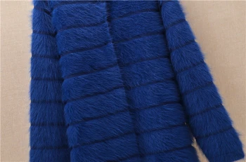 Top mujer moterų storas šiltas vidutinio ilgio juostelėmis angoros triušio kailio megzti megztinis ilgomis rankovėmis megztinis mink kašmyro paltai žiemos