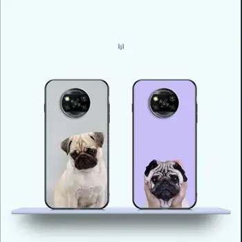 Silikono Atveju Xiaomi Mi Poco X3 NFC X2 F2 M2 Pro 10 Pastaba Pro 9T 8 9 Lite A3 F1 Telefono Korpuso Dangtelį Coque Gyvūnų Mielas Pug Šuo