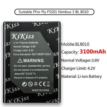 Didelės Talpos Baterija 3100mAh BL8010 Skristi FS501 Nimbus 3 Telefono Baterija Galinga Skristi FS501 Nimbus3 BL 8010