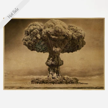 Nemokama laivas II Pasaulinio Karo Atominės bombos grybo pavidalo debesies plakatas 