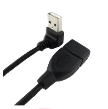 USB 2.0 A Male Iki 90 Laipsnių Kampu į USB Moterų Straight A / F Pratęsimo Adapterio Kabelį 20cm Juoda