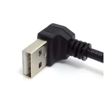 USB 2.0 A Male Iki 90 Laipsnių Kampu į USB Moterų Straight A / F Pratęsimo Adapterio Kabelį 20cm Juoda
