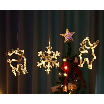 Kalėdų Langą Gyvis Lempos Kalėdų Dekoracijos LED Šviesos Briedžių Snaigės Kalėdų Senelis Varpai Medžio Namų, Atostogų Apšvietimo Karšto Pardavimo