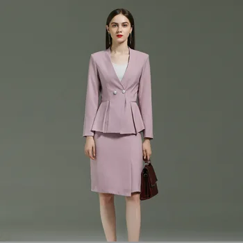 Violetinė susiėmę oficialų suknelė suknelė verslo suknelė oficialų suknelė, kostiumas, švarkas ir sijonas tinka moterų office dėvėti 2 dalių Komplektas