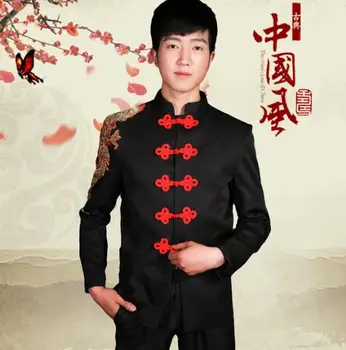 Dainininkė, šokių scenos drabužių vyrams kinijos tunika kostiumas rinkinys su pants 