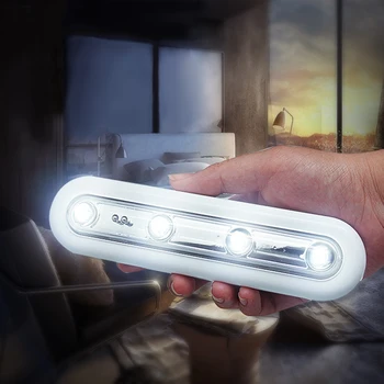 Naujas 4-LED Touch Jutiklio pagal Kabineto Swivel Stumti Kabineto Lempos Bakstelėkite Palieskite Klijuoti Šviesos Lams Savarankiškai Klijuoti