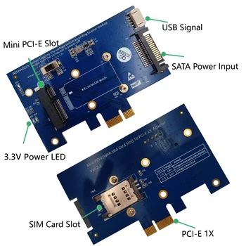 Mini PCI-E, PCI Express PCI-E 1x Adapteris Su SIM kortelės Lizdas WiFi ir 3G/4G/LTE kortelės Palaikymas USB sąsaja mini PCI-E
