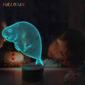LED 3D Žibintai Antspaudas Gyvūnų Naktį Lempa 7 Spalvų Touch Lempa Naktiniai Apdaila
