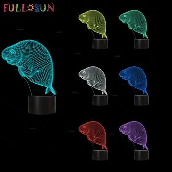 LED 3D Žibintai Antspaudas Gyvūnų Naktį Lempa 7 Spalvų Touch Lempa Naktiniai Apdaila
