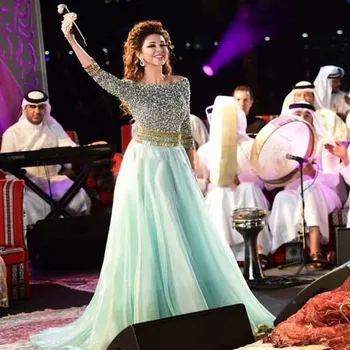 Mėtos Žalumo Ilgomis Rankovėmis, Vakaro Suknelės, Šaliai Arabų Dubajus Plius Dydžio Prabangos Ponios Musulmonų Moterys Oficialią Suknelės Vakare Gown