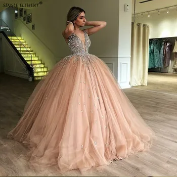 Naujas Prom Dresses 2020 Blush Pink Kamuolys Suknelė Saldus Zawalcowany Oficialią Chalatai vestidos de noiva 15 Šalis Suknelės