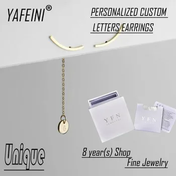 Custom YAFEINI Prekės Fine Jewelry Unikalus 925 Sterlingas Sidabro Individualizuotas Pradinio Laiško Ilgos Grandinės Lašas Auskarai