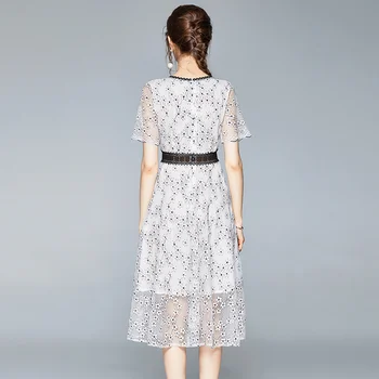 Prekės Ženklo Suknelė 2020 Metų Vasaros Moterų Suknelės PlusSize Trumpomis Rankovėmis, Drabužių Europos Stiliaus Aukštos Kokybės Elegantiškas Balta Nėrinių Drabužiai