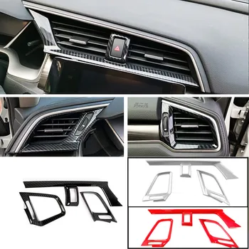 Honda Civic 10 2016 2017 ABS Matinis/Raudona optikos Reikmenys-Priekinės Oro ventiliacijos angos Prietaisų konsolės rėmo apdaila Padengti 3pcs