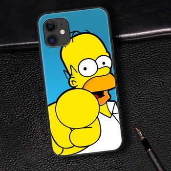 Juokinga Simpson Animacinių filmų Telefono dėklas, Skirtas Iphone 5 5S SE 2020 6 6S 7 8 Plius 11 12 X Mini XS XR Pro Max black Funda Prabangos Elementų Minkštas