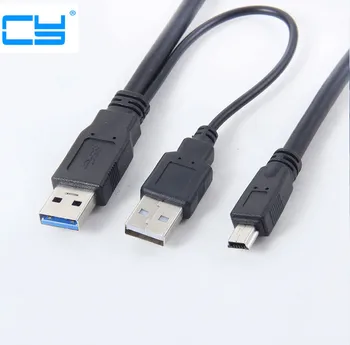 5G spartos USB 3.0 galios Y kabelis dvi-A Male į USB mini 10pin už išorinį Kietąjį Diską 40cm