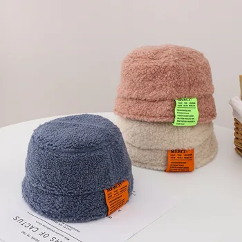 CARTELO Vaikų žvejys skrybėlę laukinių ėriukų plaukų vyrų, moterų ir vaikų rudens ir žiemos gryna spalva tendencija šiltą baseino skrybėlę