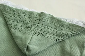 2017 Japonijos cute Girl Saldus nėrinių kratinys Femme Ilgai Gobtuvu megzti Megztinis Nėrinių Megztinis ZY3414