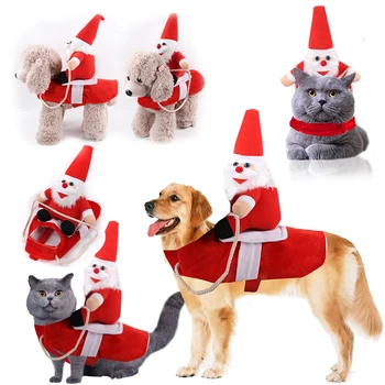 Juokingas Mielas Minkštas Šiltas Kalėdų Santa Claus Pet Šuo, Katė, Drabužiai, Apranga Kostiumas