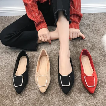 2020 Naują pavasario mados moterų butas batai vientisos spalvos nurodė, metalo apdaila elegantiškas laukinių atsitiktinis atsitiktinis moterų batai U25-30
