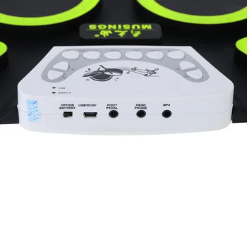 Aukštos Kokybės Elektroninių Būgnų Silikono Skaitmeninis Roll-up, Drum Pad Kit USB Elektros Būgnas su Lazda ir Pedalu