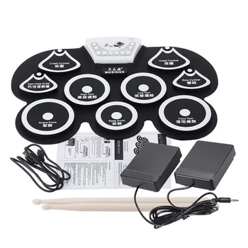 Aukštos Kokybės Elektroninių Būgnų Silikono Skaitmeninis Roll-up, Drum Pad Kit USB Elektros Būgnas su Lazda ir Pedalu