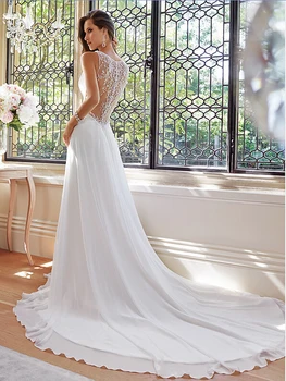 Vestido De Noiva Casamento Oficialų V Kaklo Matyti Per Zawalcowany Klostyti Ilgą Šifono Crystal Beach nuotakos suknelė 2018 bridesmaid dresses