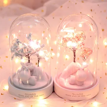 Mielas Elnias Led naktinė lempa, Miegamojo Mėlyna Rožinė Kalėdų Dovana LED Šviesos Vaikams Elnias Sakura Gėlių Kinderkamer Lempos