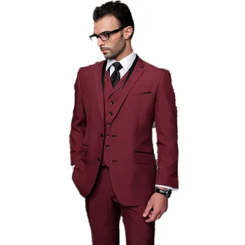 Vyrų kostiumas trijų dalių kostiumas (striukė + kelnės + liemenė) vyrų mados atsitiktinis vientisos spalvos kostiumas vestuvių jaunikis suknelė užsakymą