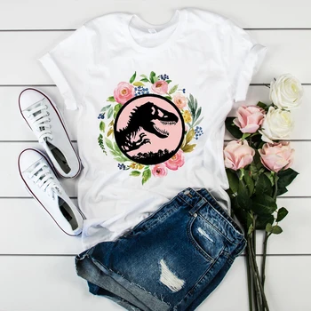 2021 Moterų Mama Dinozaurų Gėlių Motina Moterų Lady T-Shirt Tumblr Marškinėliai T-shirts Drabužių Tees Viršūnes Grafinis Moteris