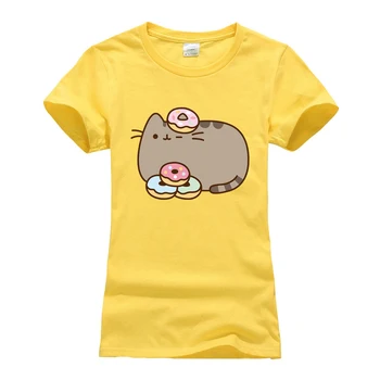 Animacinių filmų cute kačių camisetas trumpas rankovės o-kaklo medvilnės marškinėliai 2019 m. vasaros moterų streetwear marškinėlius tee marškinėliai femme dydis S-XL