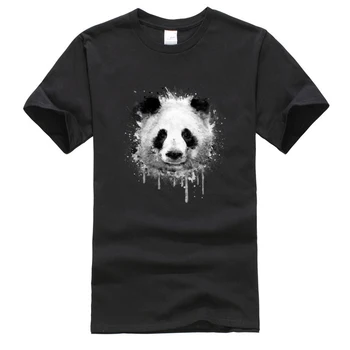 Normalus Black Marškinėliai, Abstrakčiai Grafiti Akvarelė Panda Portretas Grynos Medvilnės Mados Populiarus Tshirts Užsakymą Dovana Marškinėliai Euro