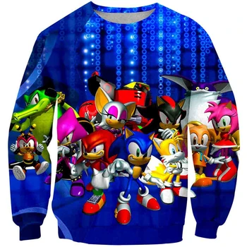Sonic the hedgehog 3D Hoodie Kailio vaikams Palaidinės 3D Hoodies Puloveriai Viršutiniai drabužiai Hoodie berniukų, mergaičių sportiniai Kostiumai Streetwear