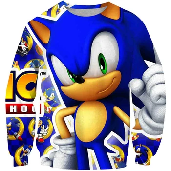 Sonic the hedgehog 3D Hoodie Kailio vaikams Palaidinės 3D Hoodies Puloveriai Viršutiniai drabužiai Hoodie berniukų, mergaičių sportiniai Kostiumai Streetwear