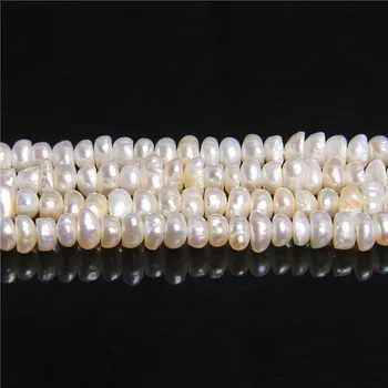 4.4 mm Plokščias apvalus Gamtos Perlai Baroko Gėlavandenių Perlų Karoliukais Mažas Mygtukas Sėklos Prarasti Karoliukų, Skirta 
