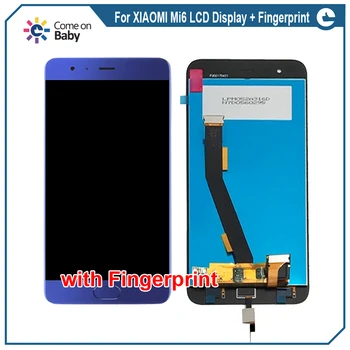 Gražus kokybės XIAOMI Mi6 LCD Ekranas Mi 6 Touch Screen + Priekyje Montuojamas pirštų Atspaudų skaitmeninis keitiklis Asamblėjos 5.15