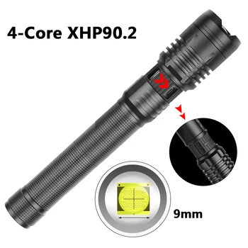 XHP90.2 Aliuminio Taktinis LED Žibintuvėlis USB Įkrovimo Zoom Degiklio Galia Banko Funkcija 18650 arba 26650 Baterija Žibintų Litwod