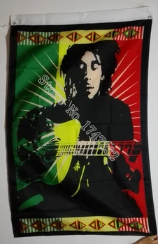 Bob Marley Gitarų Jamaika Rasta Vėliava karšto parduoti prekes 3X5FT 150X90CM Reklama žalvario metalo skylių AT13