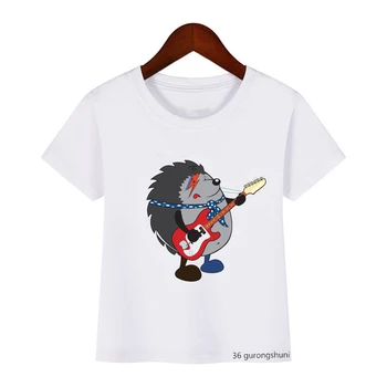 Juokinga, vaikiški marškinėliai animacinių filmų kalėdų mielas ežiukas spausdinti berniukas marškinėliai vasaros kalėdų vaikų clothingtops Harajuku mergina marškinėlius
